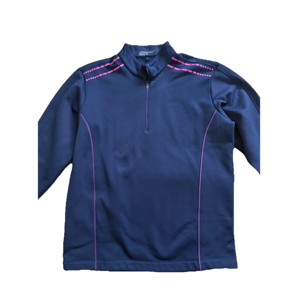 Nike Therma-FIT Victory 1/2-Zip Golf Pullover Navy Blue Pink Stitching Size‎ L